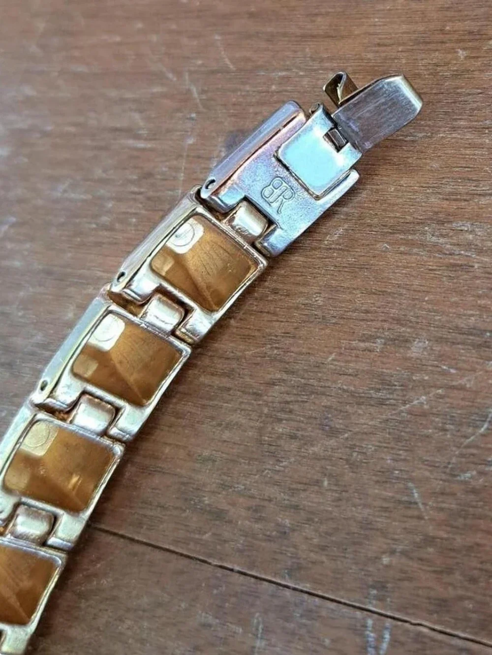 Gold Tone Hinged Pyramid Stud Bracelet